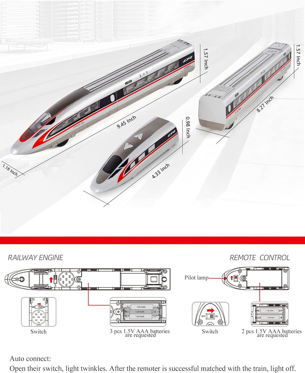 Electric Bullet Train Sets with Tracks Pack of 2 W12995