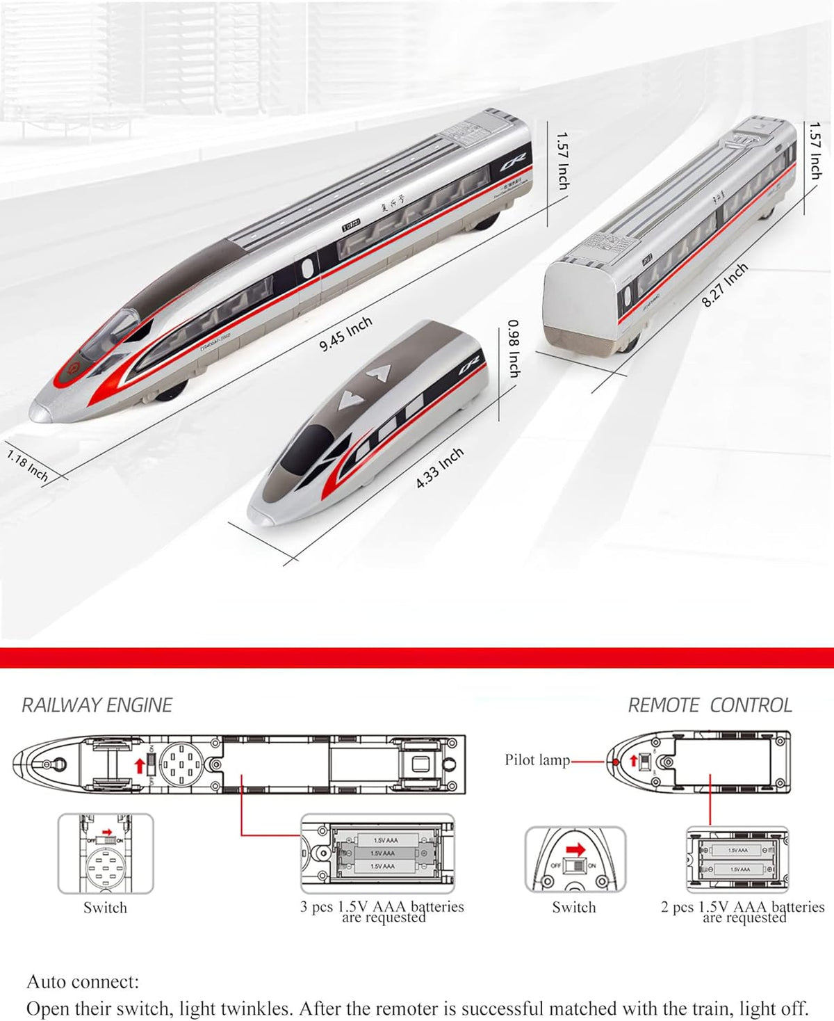 Electric Bullet Train Sets with Tracks Pack of 2 W12995