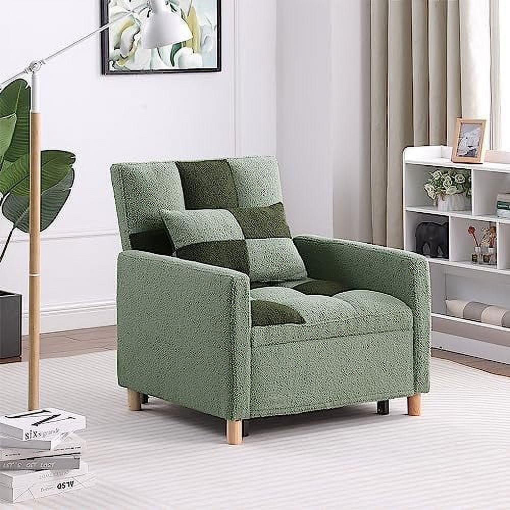 3 in 1 Convertible Velvet Sleeper Chair Bed with Pillow Q658883