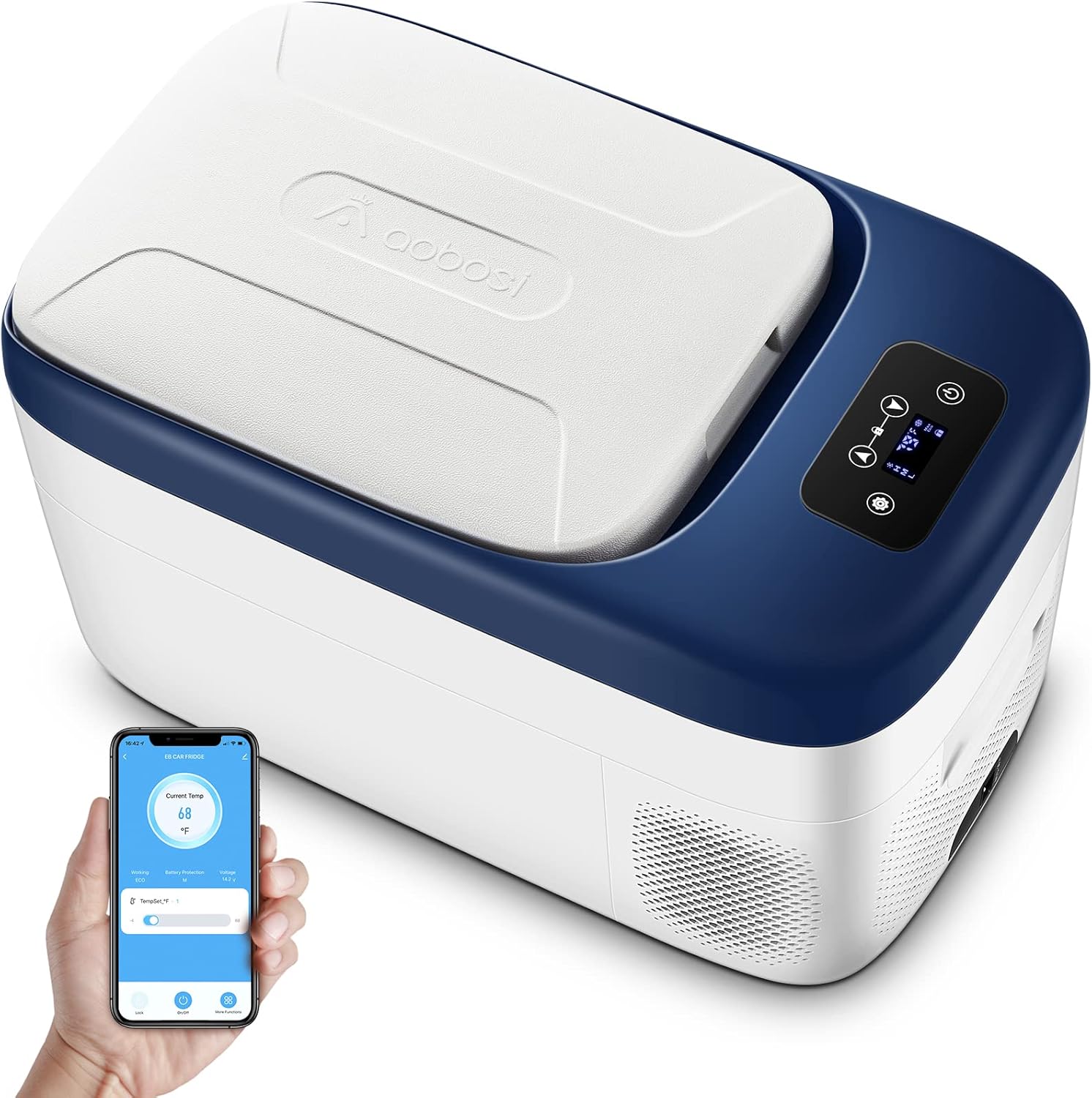 12 Volt 27 Quart Portable Car Refrigerator Freezer with APP Control E849872