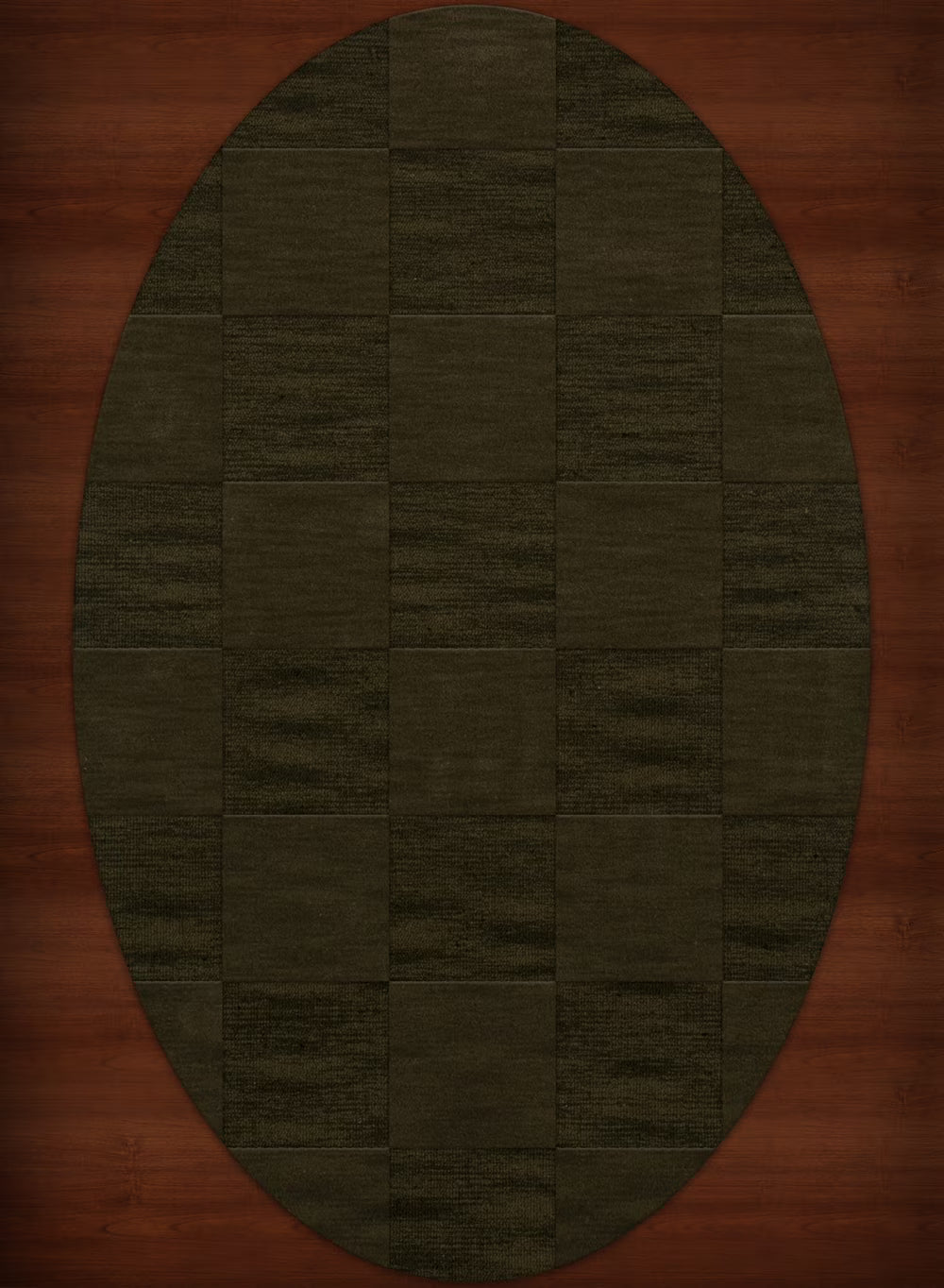 Olive Checkered Area Rug 5' x 8' Oval G34727