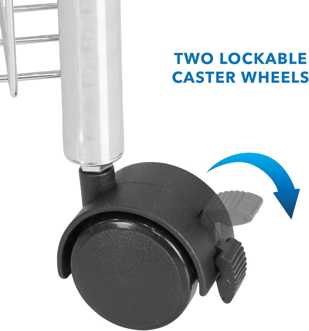3-Tier Silver Metal Rolling Cart with Wheels B9733