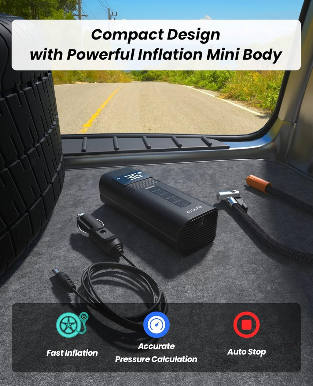 Portable 12V DC Tire Inflator, 150PSI 38L/min, Pack of 2 O896217