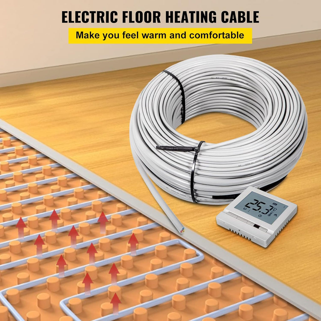 Floor Heating Cable 145.3 Square Feet with Temperature Control Panel C100