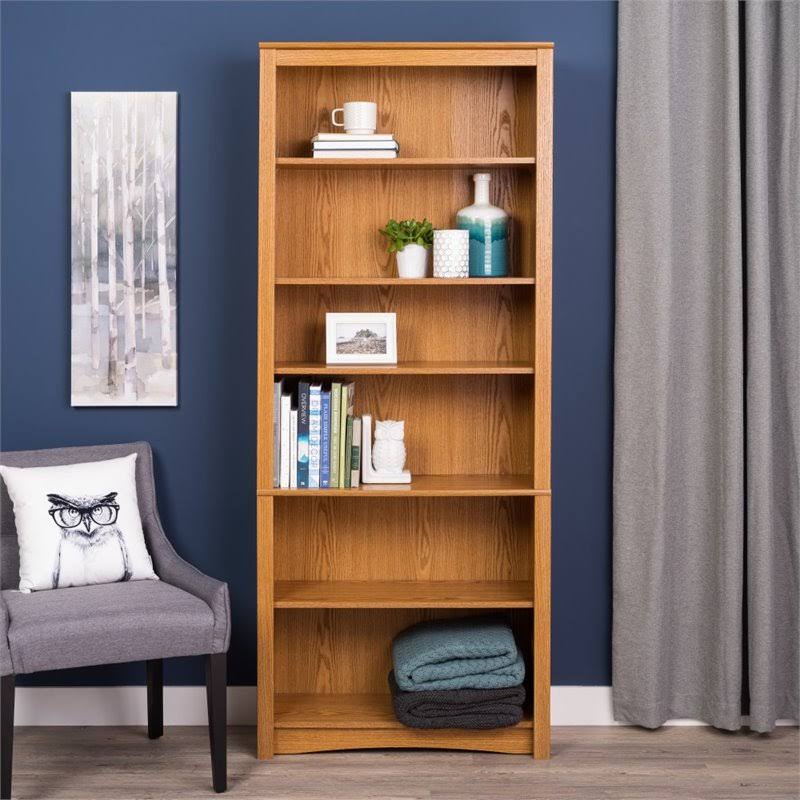 6 Shelf Wood Bookcase in Oak C573