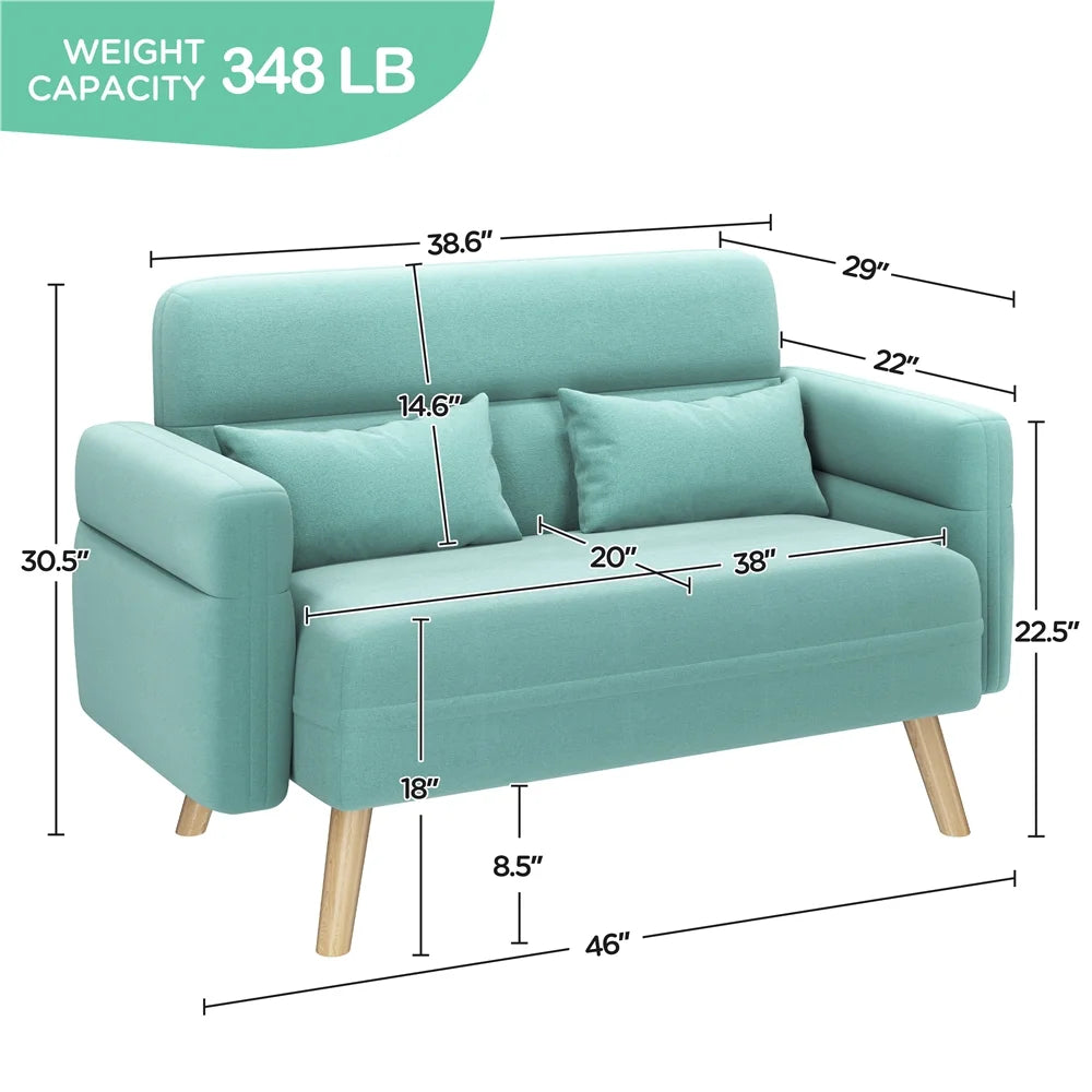 Aquamarine 2 Seater Sofa with Solid Wood Legs X97586