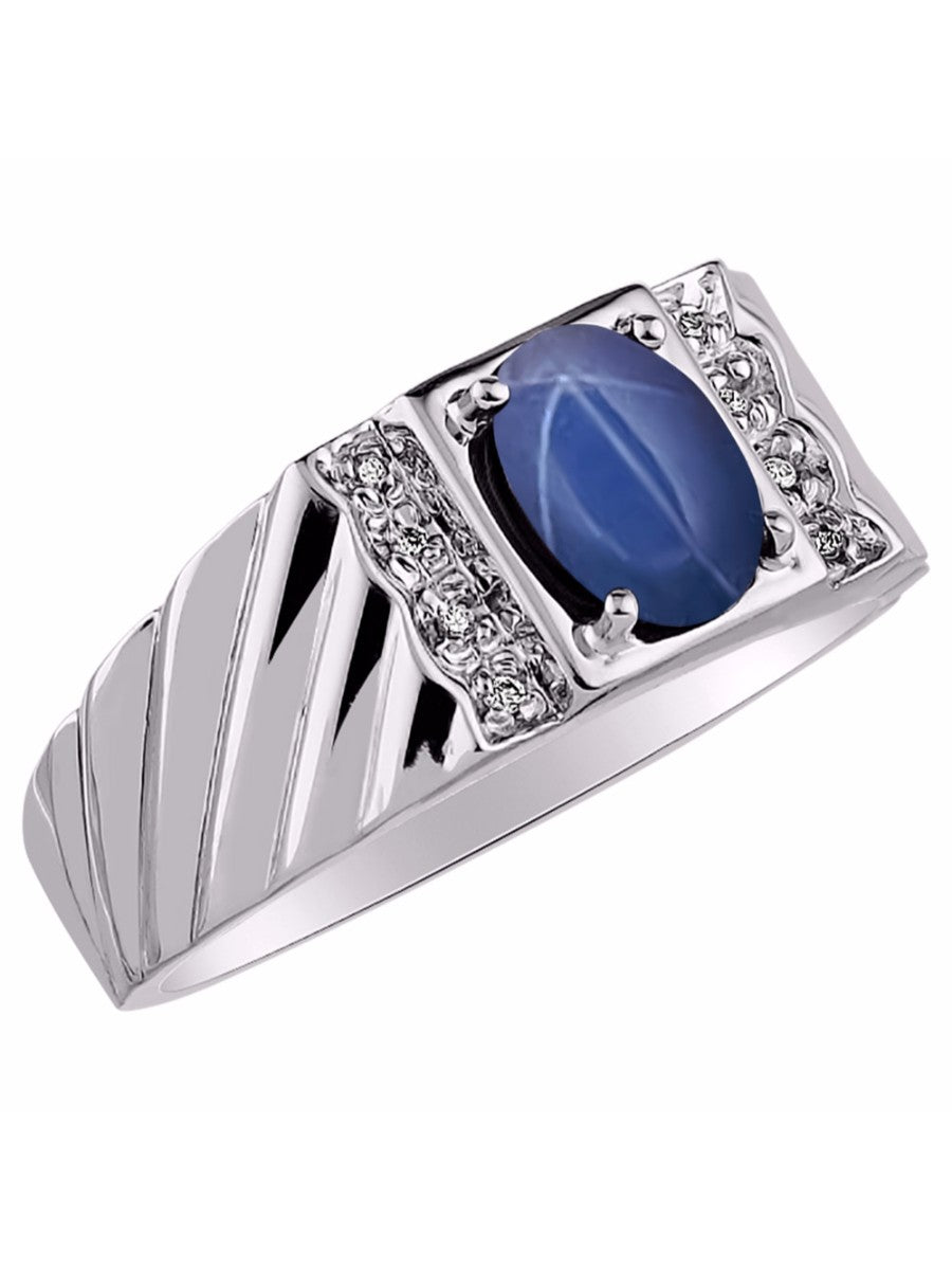 14K White Gold Oval Gemstone & Genuine Sparkling Diamond Ring E18660