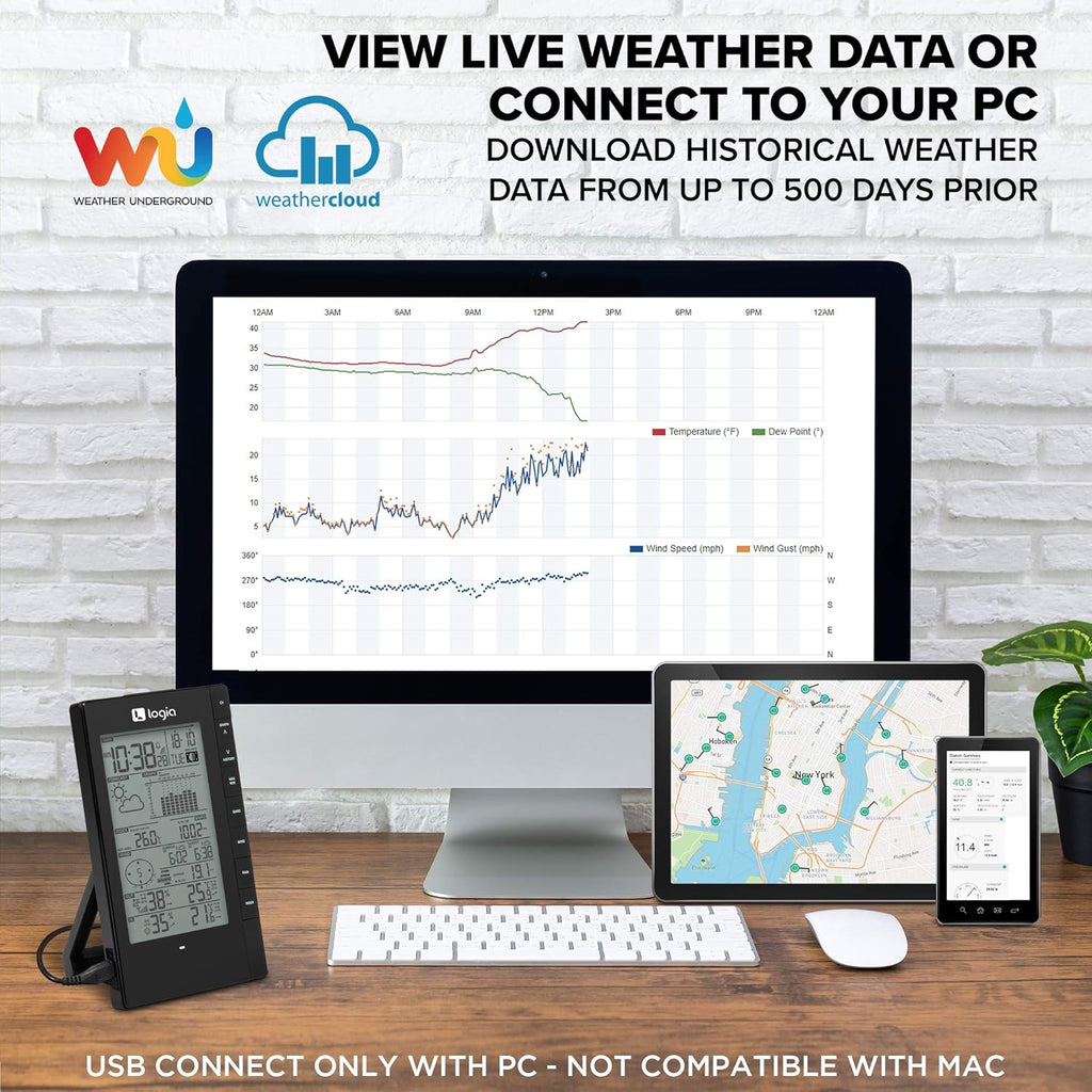 5-in-1 Indoor/Outdoor Weather Station Wireless Backlit LCD Screen E76093