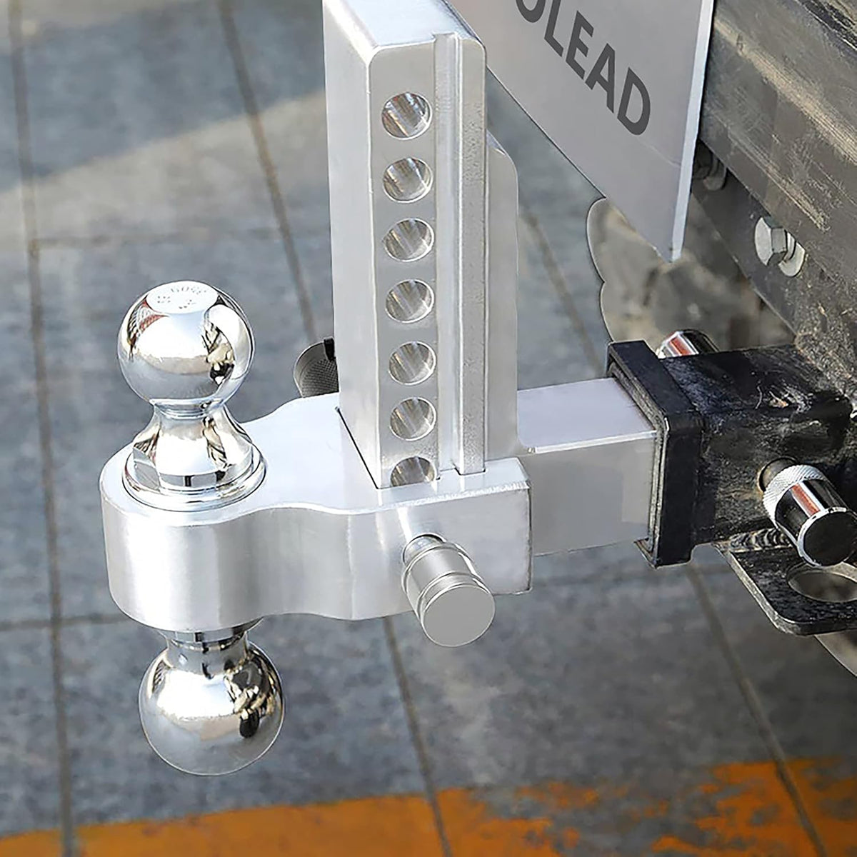 2 Inch Receiver Hitch, 8 Inch Drop/Rise, Dual Towing Balls with Double Pin Key Locks A201