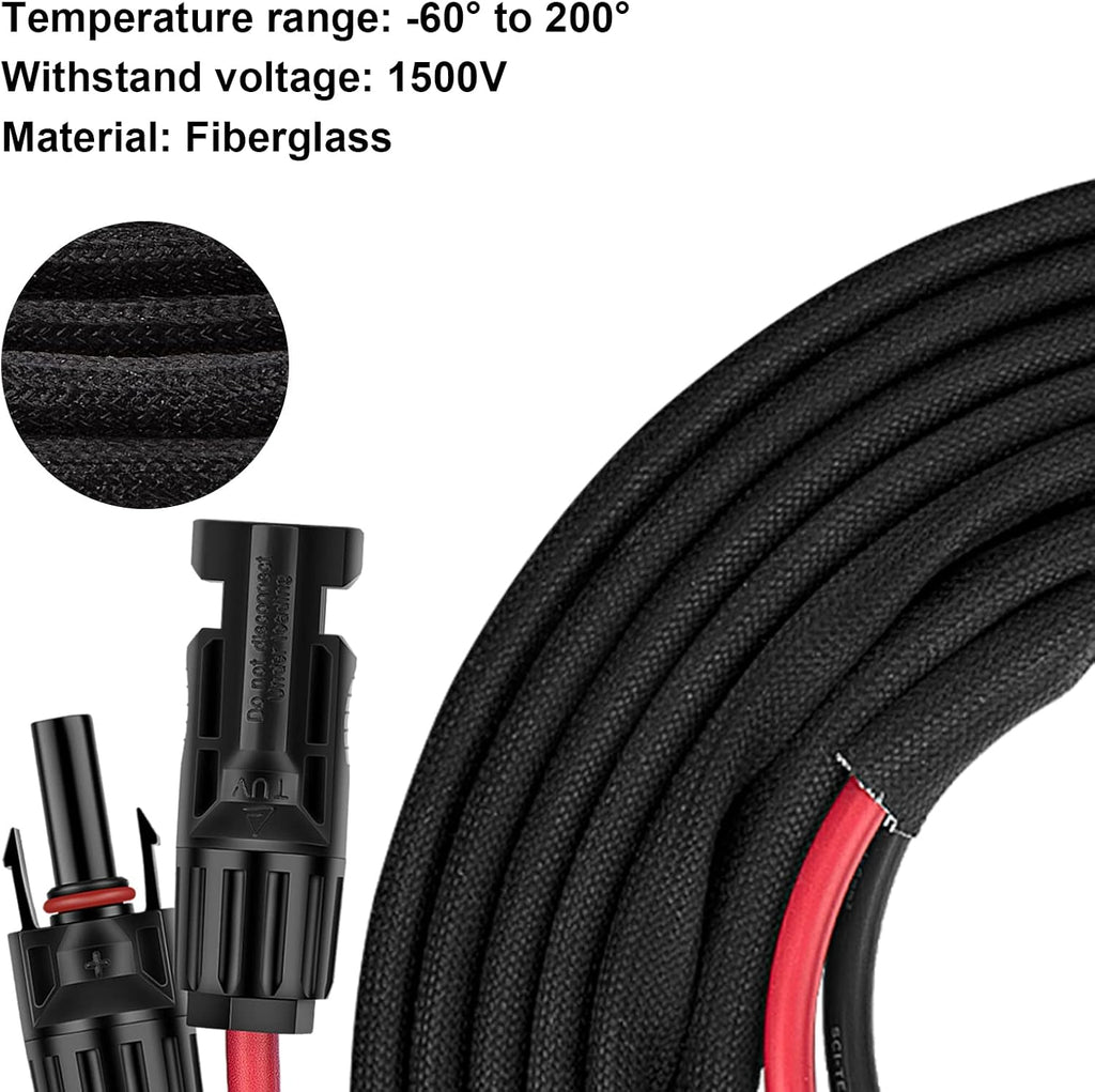 20Ft 10AWG Solar Extension Cable with Female and Male Connector U3468