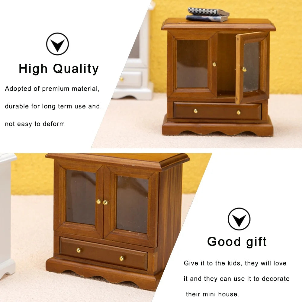 Walnut 1/12 Miniature Dollhouse Cupboard Cabinet D3395