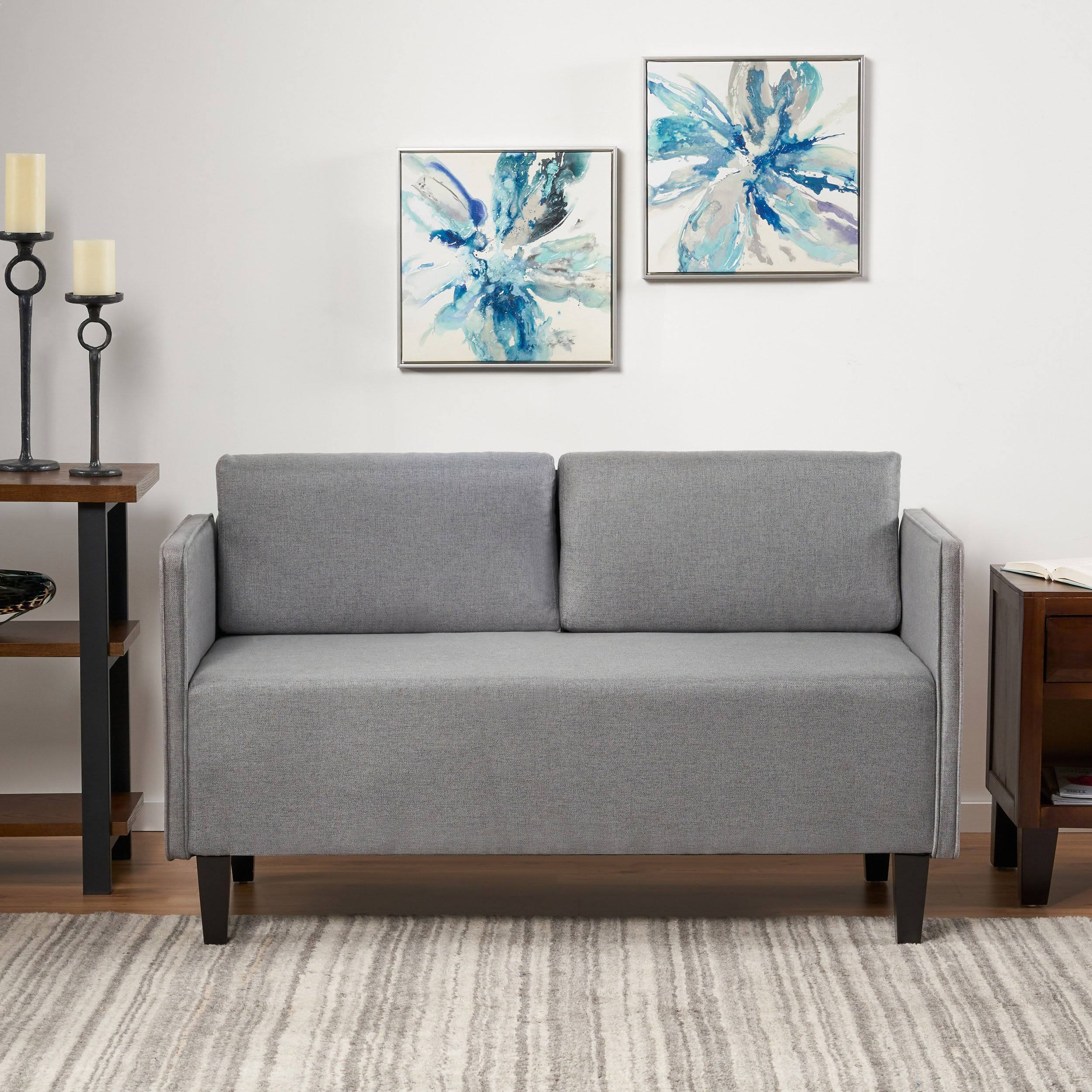 Dark Teal Fabric Loveseat R60121