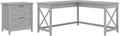 Dark Gray Hickory L Shaped Desk with 2 Drawer Lateral File Cabinet G5056