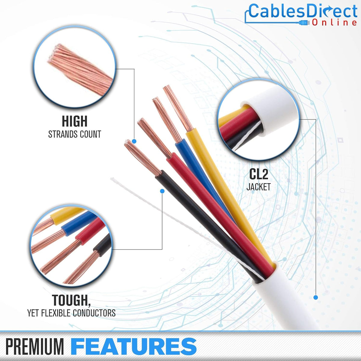 14AWG 4 Conductors CL2 Rated Speaker Cable Wire, Pull Box J181293
