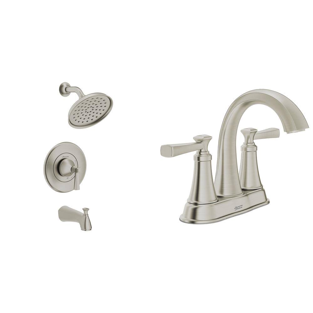 Bathroom Faucet and Tub and Shower Faucet Set in Brushed Nickel Z4511