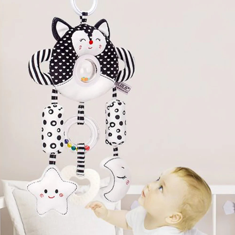 High Contrast Black and White Soft Plush Baby Rattle Toys B753435