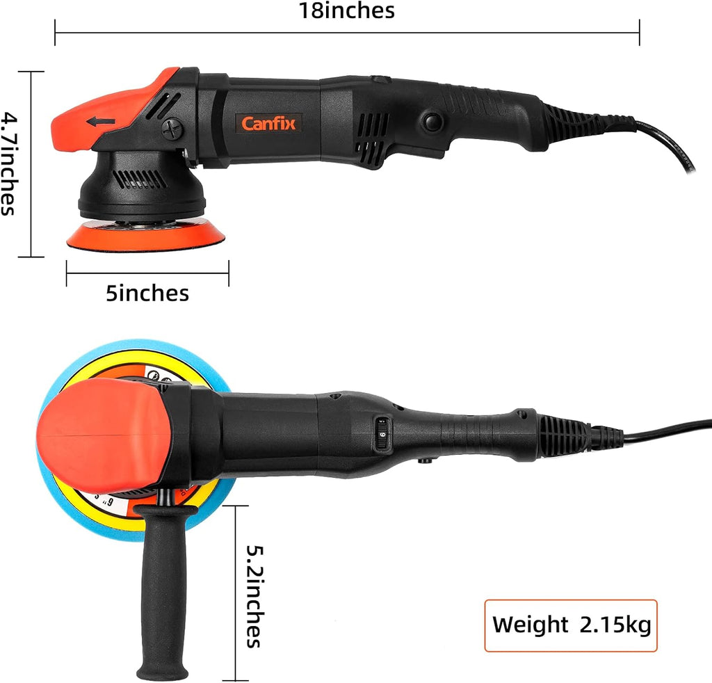 Dual Action Orbital Car Polisher with 5" and 6" Pads Pack of 2 B68864