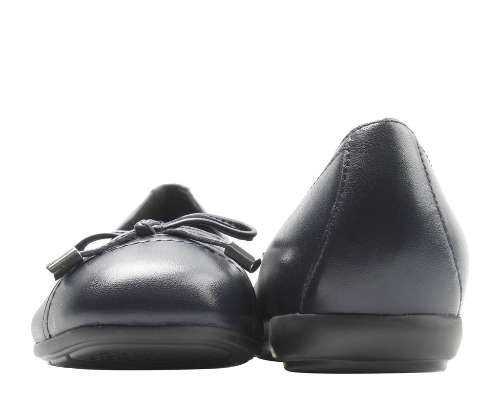 Navy Leather Ballerina Flat T388