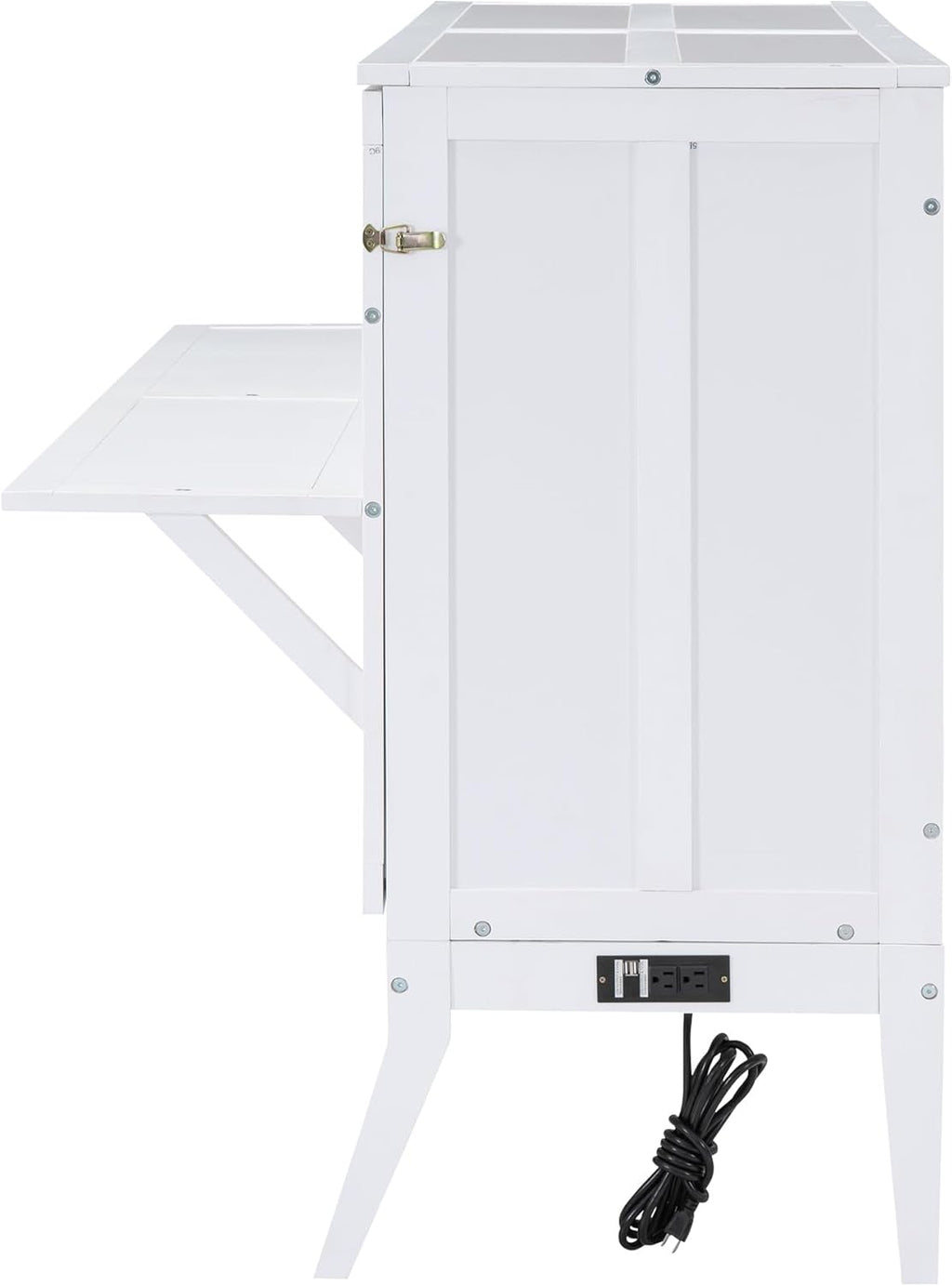 White Queen Murphy Bed Chest with Charging Station J31455