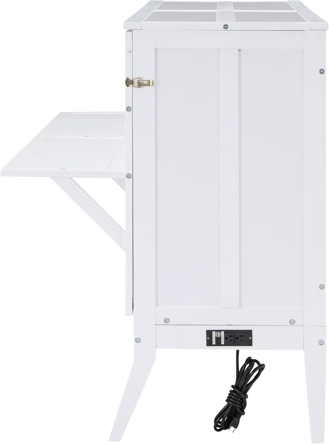 White Queen Murphy Bed Chest with Charging Station J31455