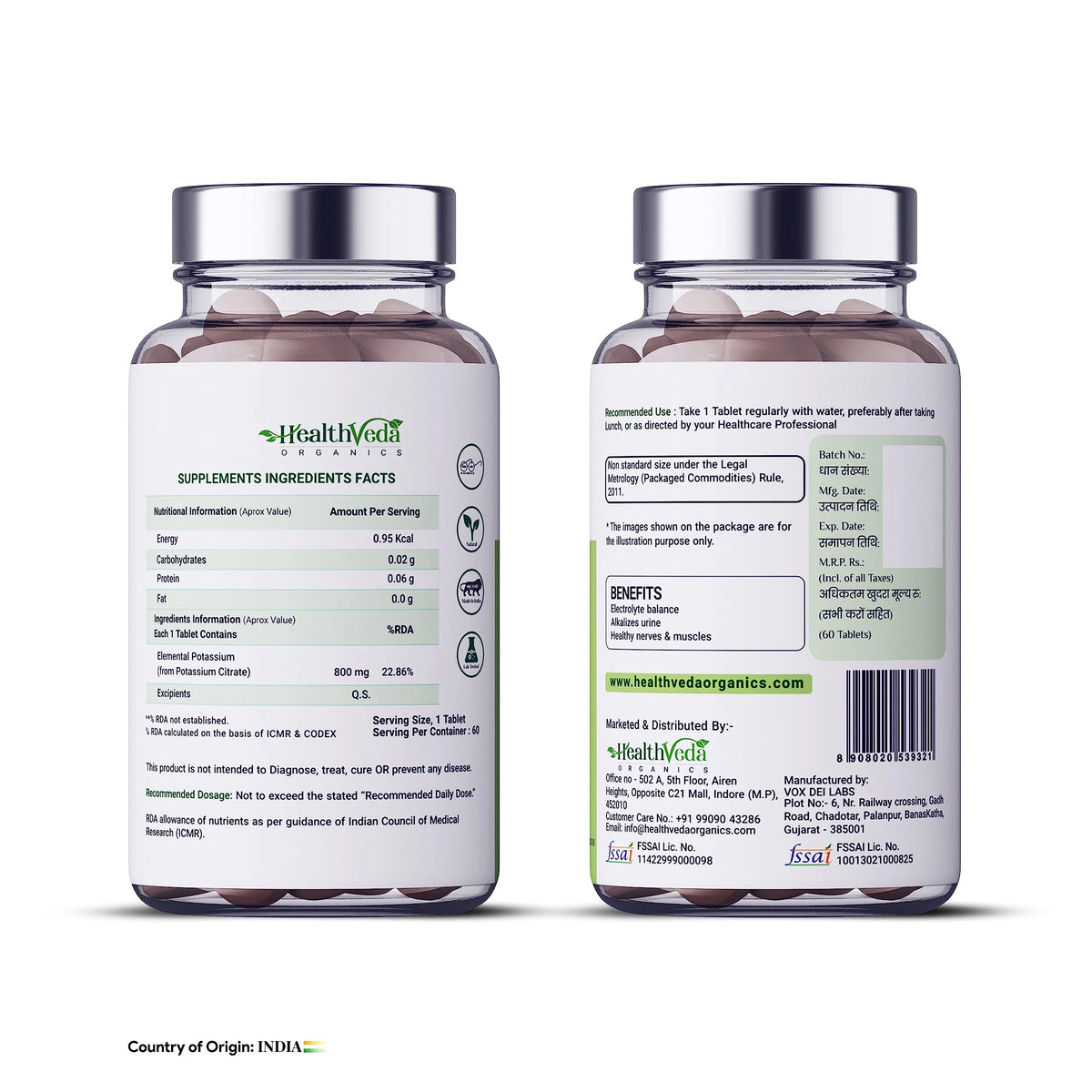 Potassium Citrate 800 Mg 60 Veg Tablets R61022