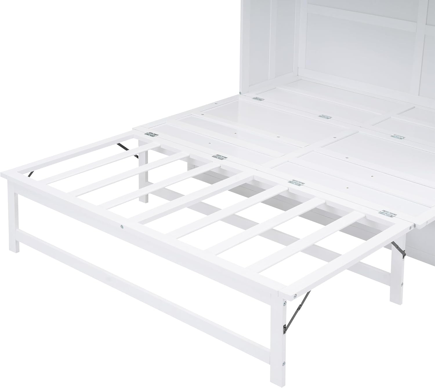 White Queen Murphy Bed Chest with Charging Station J31455
