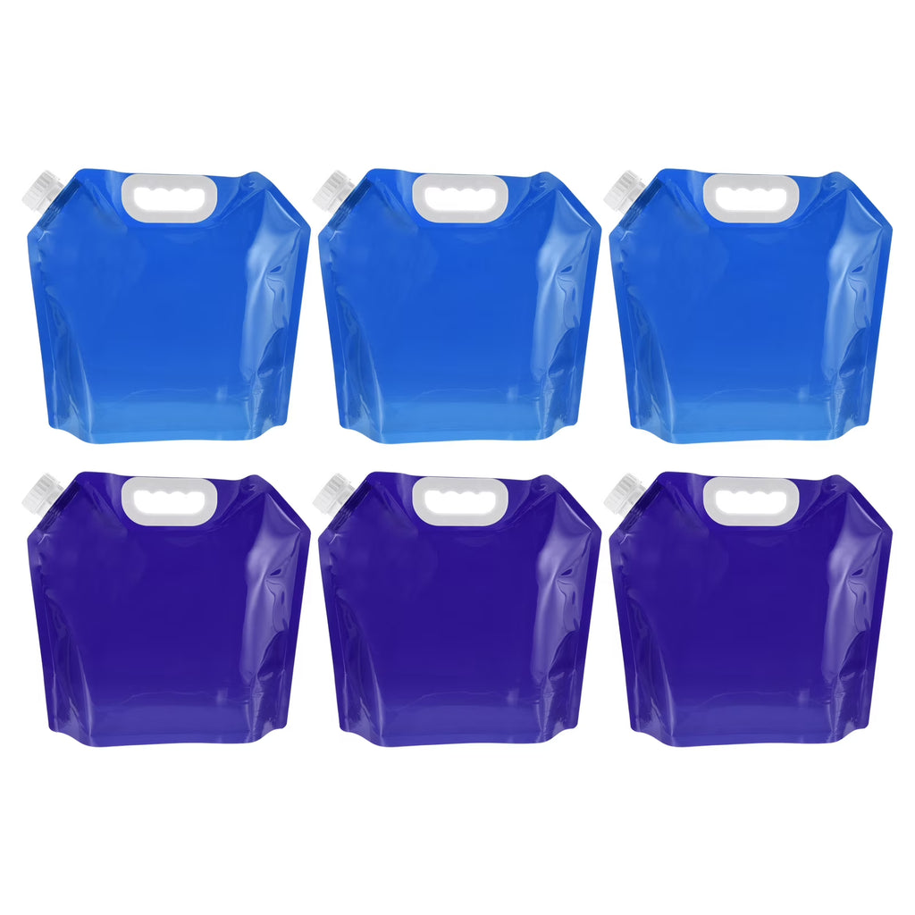 6 Pack Blue & Light Blue Collapsible Water Container Jug T379