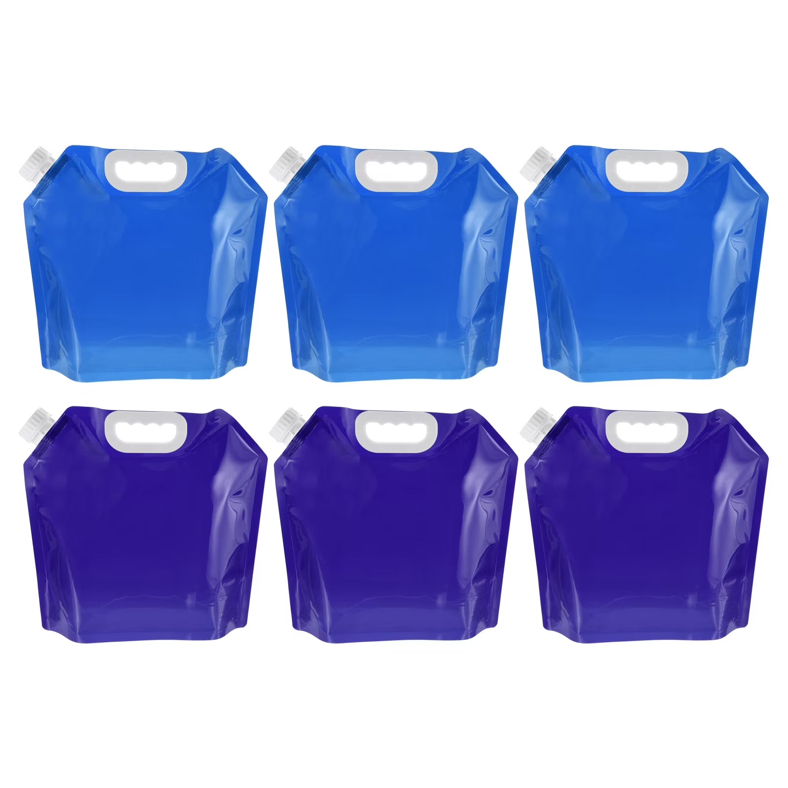 6 Pack Blue & Light Blue Collapsible Water Container Jug T379