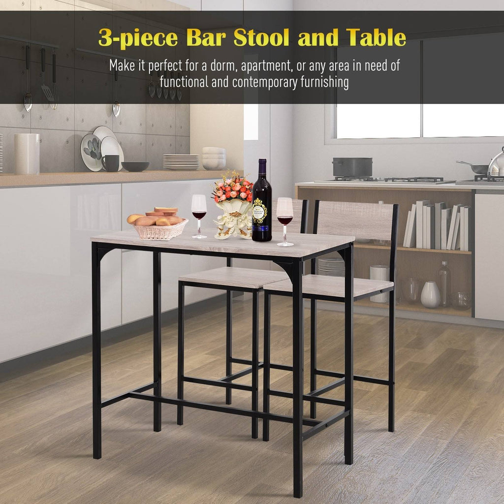 Industrial Counter Height 3-Piece Dining Set - Black - Rectangular F9420