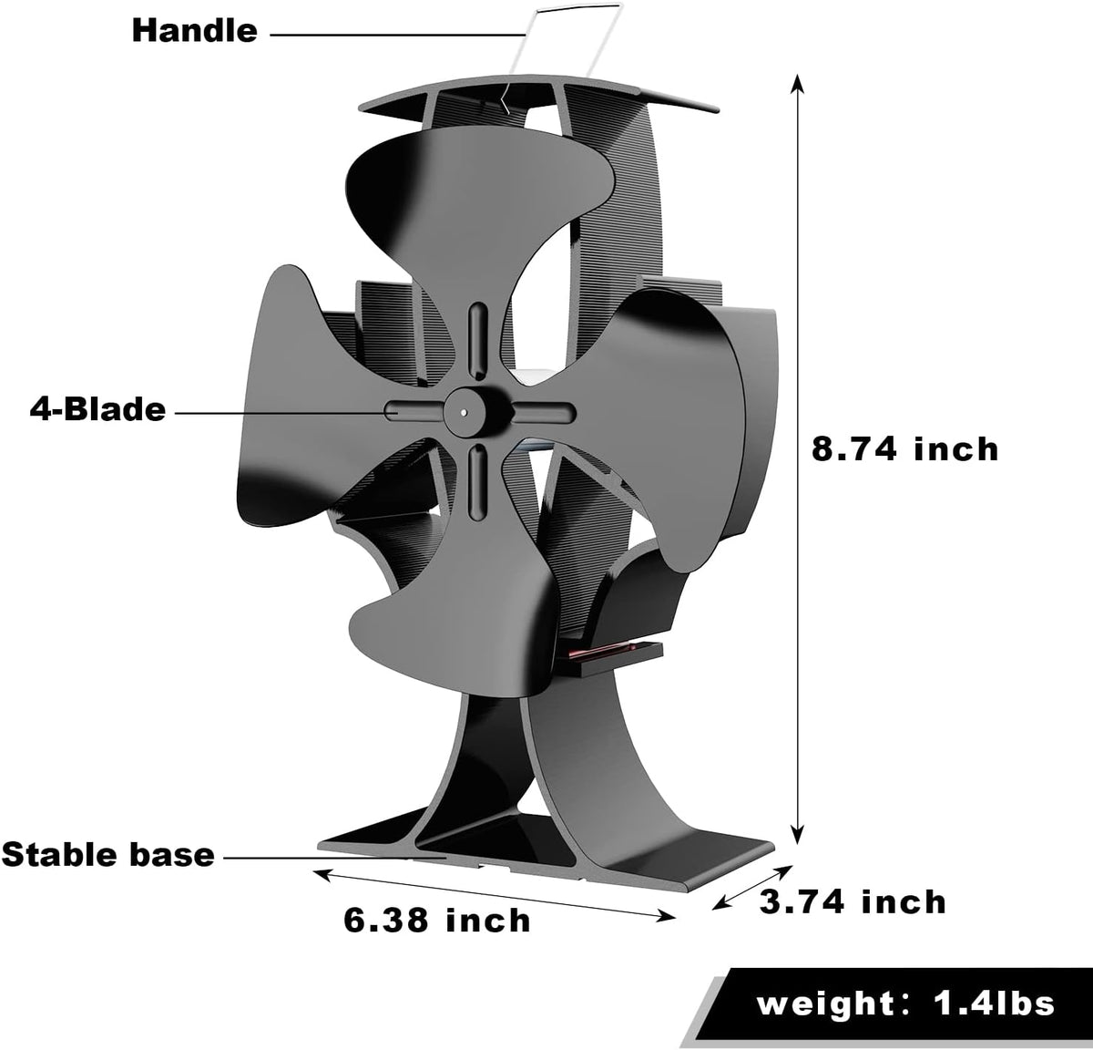 4-Blade Wood Stove Fan with Magnetic Thermometer, Pack of 2 S76899