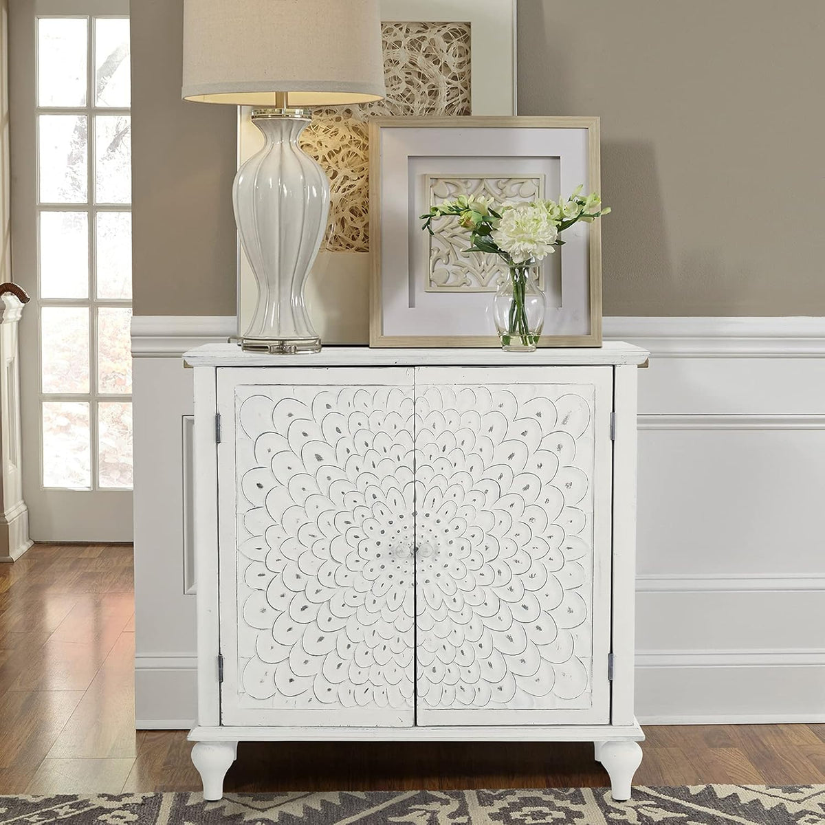 Grey 2 Doors Storage Cabinet with Drawer Buffet & Sideboard H61127