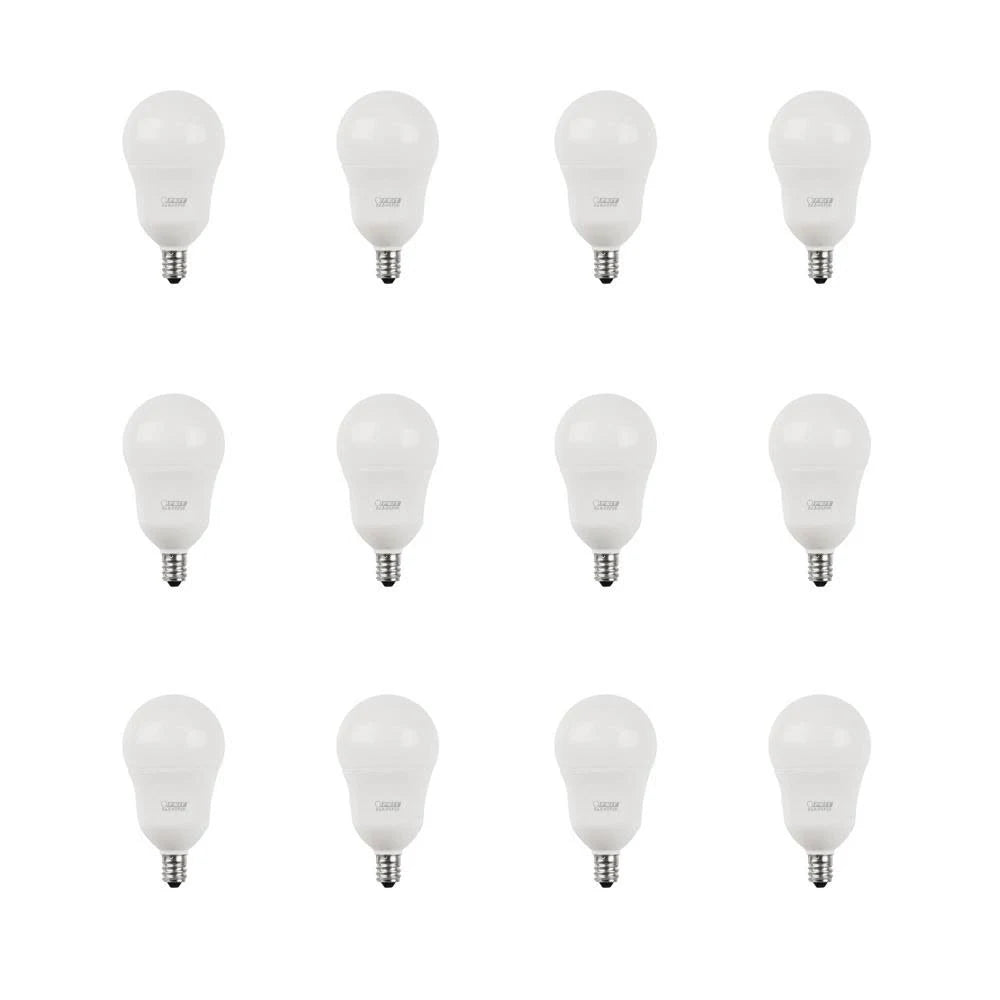60-Watt Equivalent A15 Candelabra Dimmable White Glass LED Ceiling Fan Light Bulb Daylight G6718