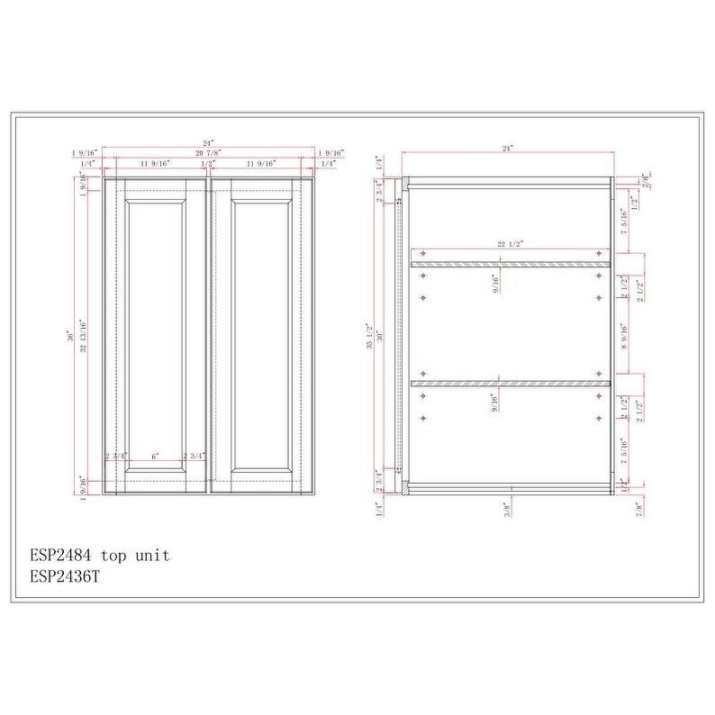 24 inch Wide x 36 inch High Double Door Pantry Cabinet O914