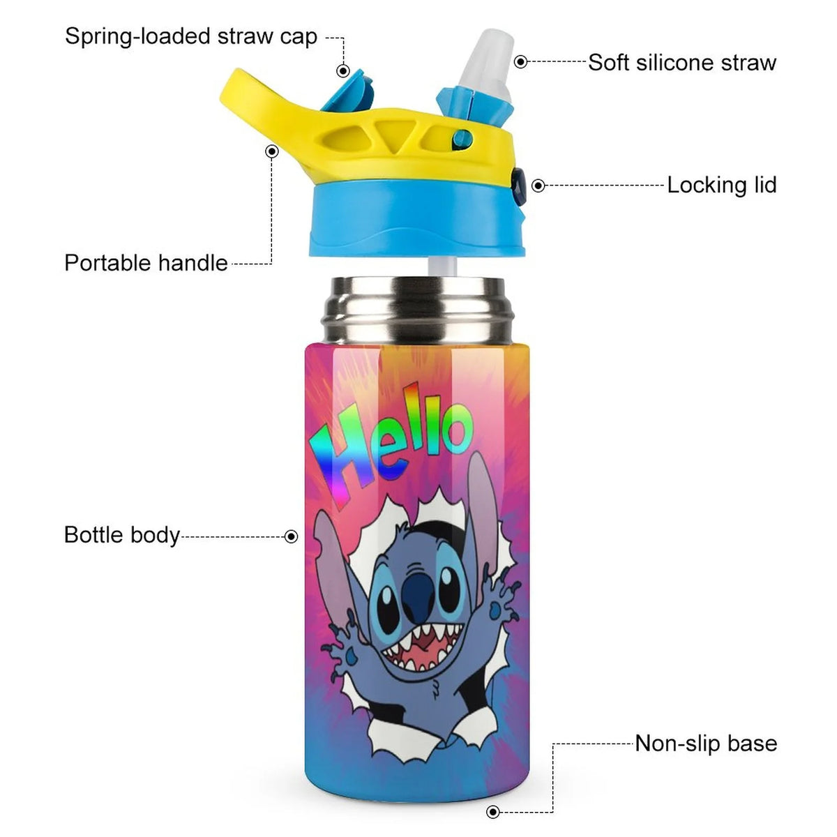 Stainless Steel Vacuum Insulated Water Bottle With Straw W7424