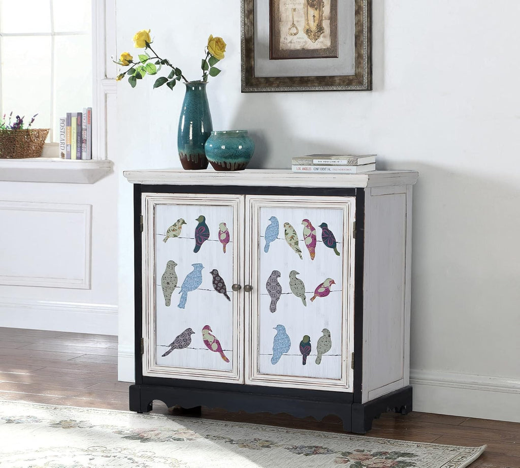 Grey 2 Doors Storage Cabinet with Drawer Buffet & Sideboard H61127