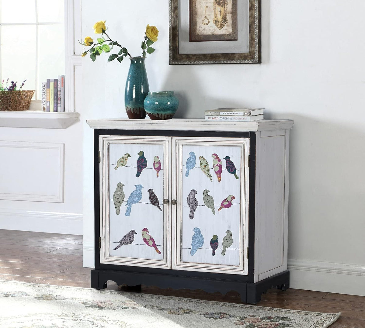 Grey 2 Doors Storage Cabinet with Drawer Buffet & Sideboard H61127
