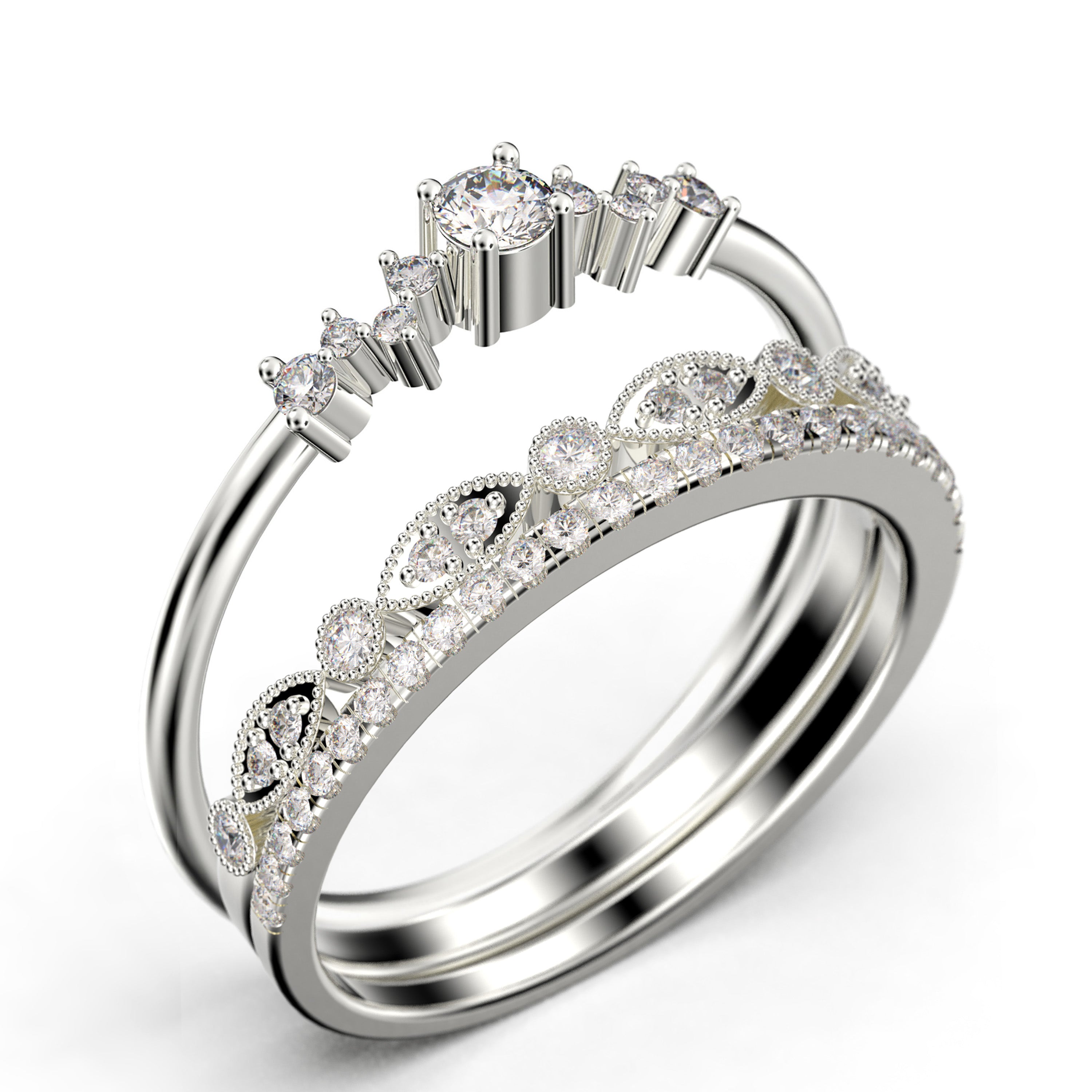 1.60 Carat Round Cut Moissanite Engagement Ring in 925 Sterling Silver With 18k White Gold Plating Z87255