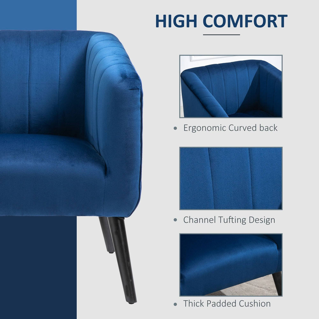 Blue Velvet Accent Armchair Y169015