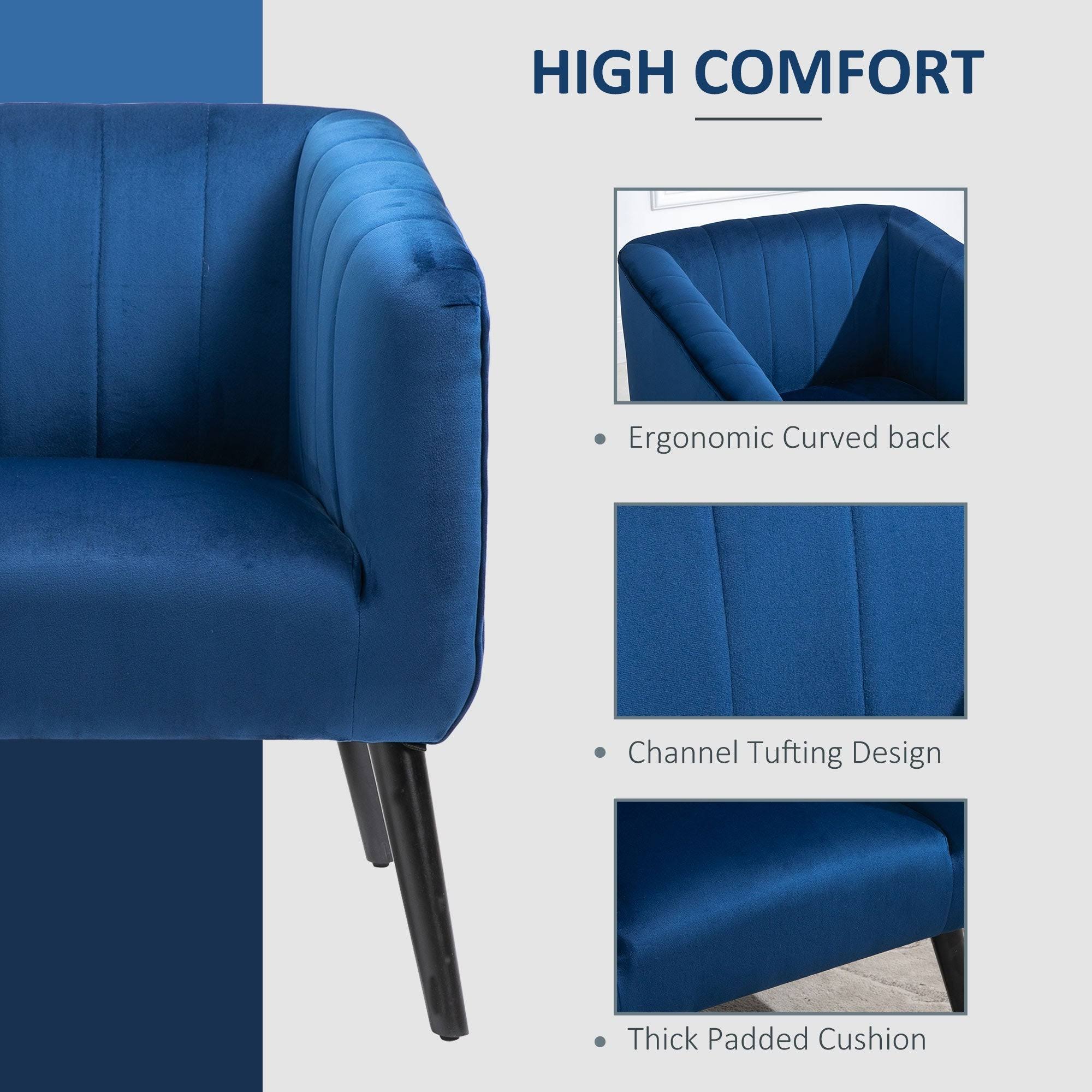 Blue Velvet Accent Armchair Y169015