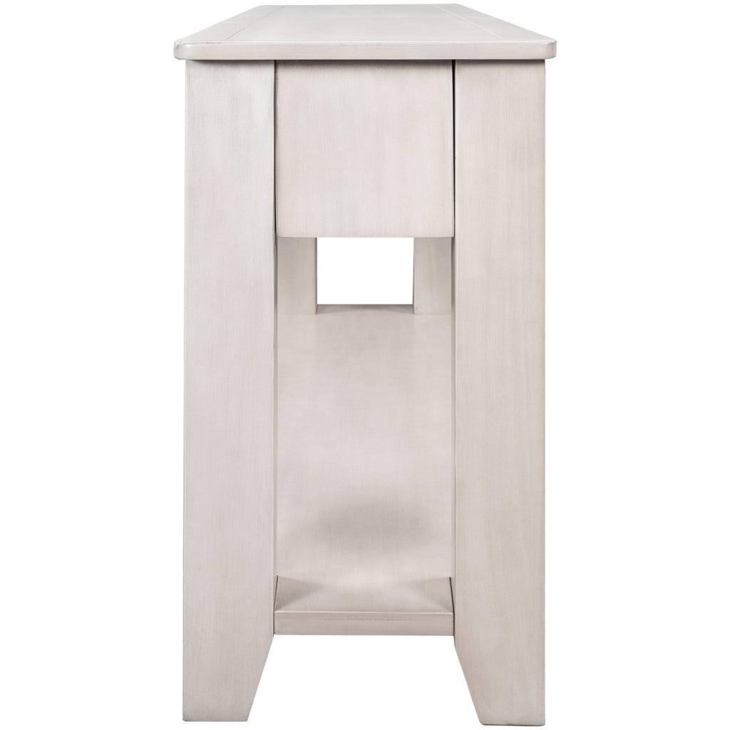 White 3 Drawer Console Table with Shelf Q987