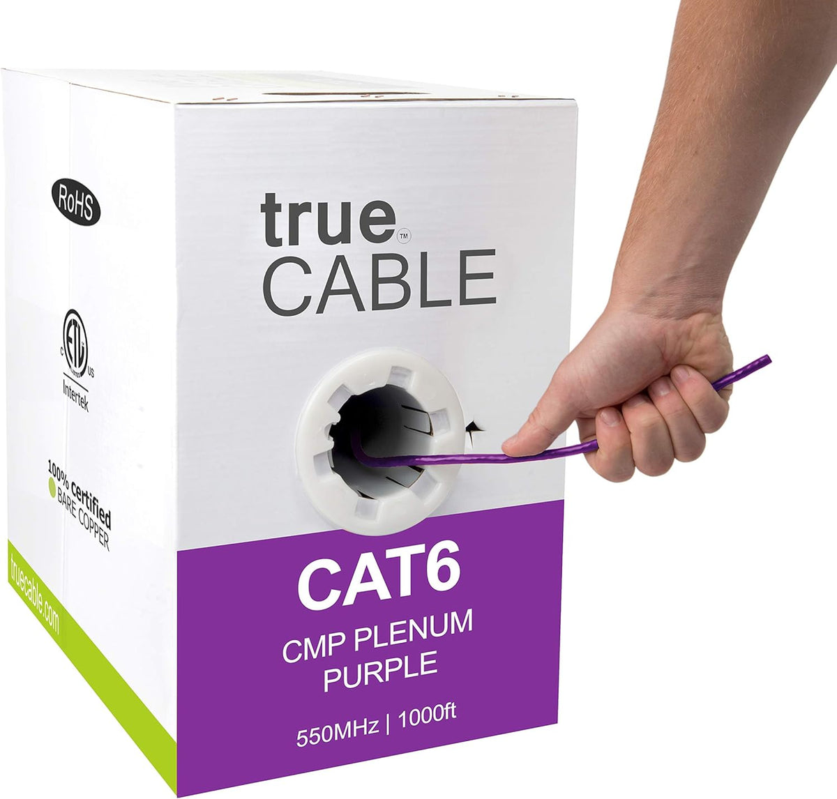 1000ft Purple 23AWG 4 Pair Solid Bare Copper Bulk Ethernet Cable E79824