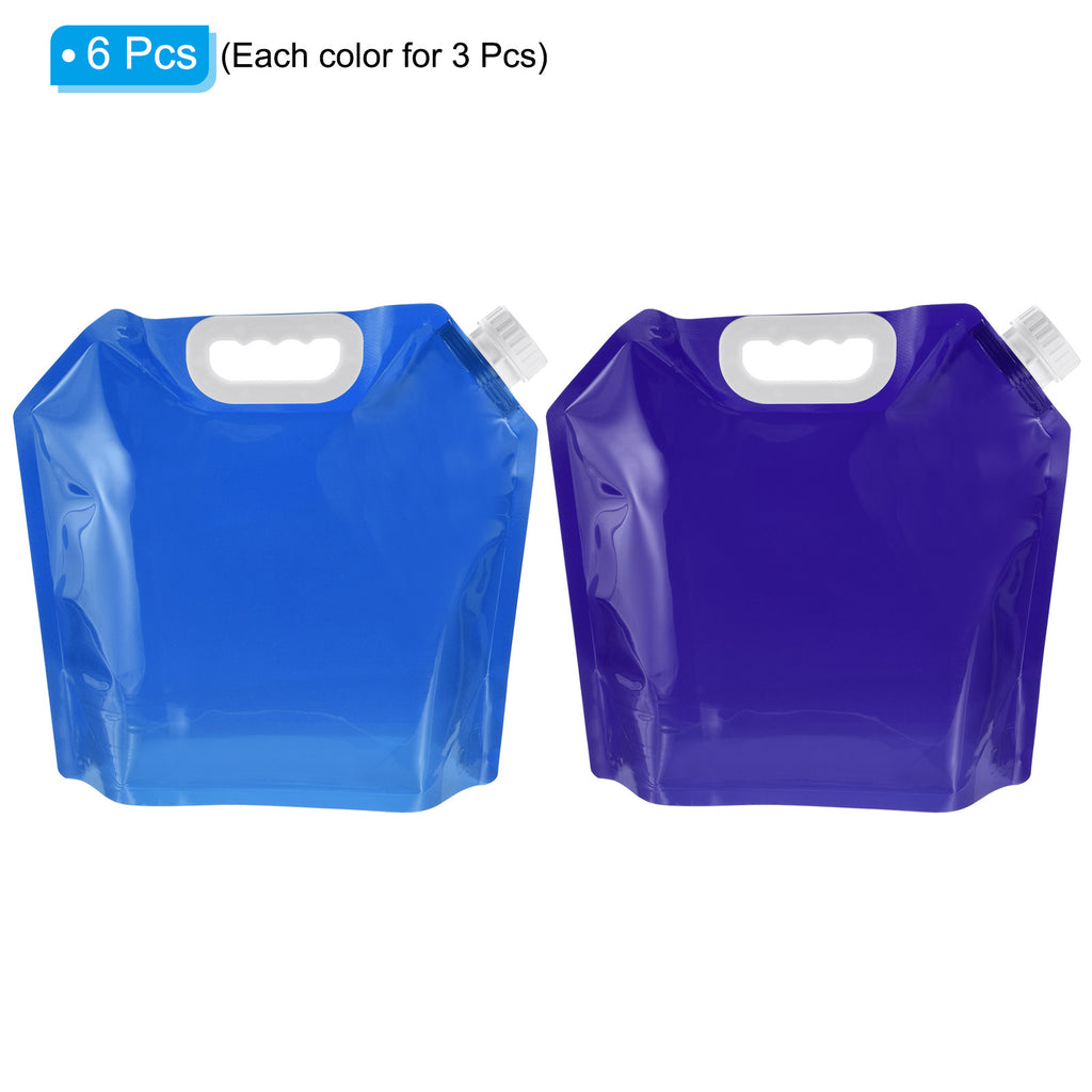 6 Pack Blue & Light Blue Collapsible Water Container Jug T379