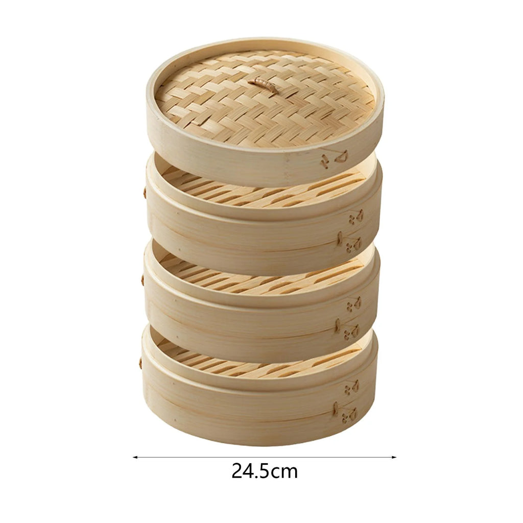 Bamboo Steamer Basket 3 Tier Dia 25.4cm Q8260