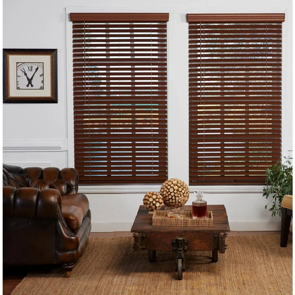 Dark Oak 2in. Cordless Faux Wood Blind A38384