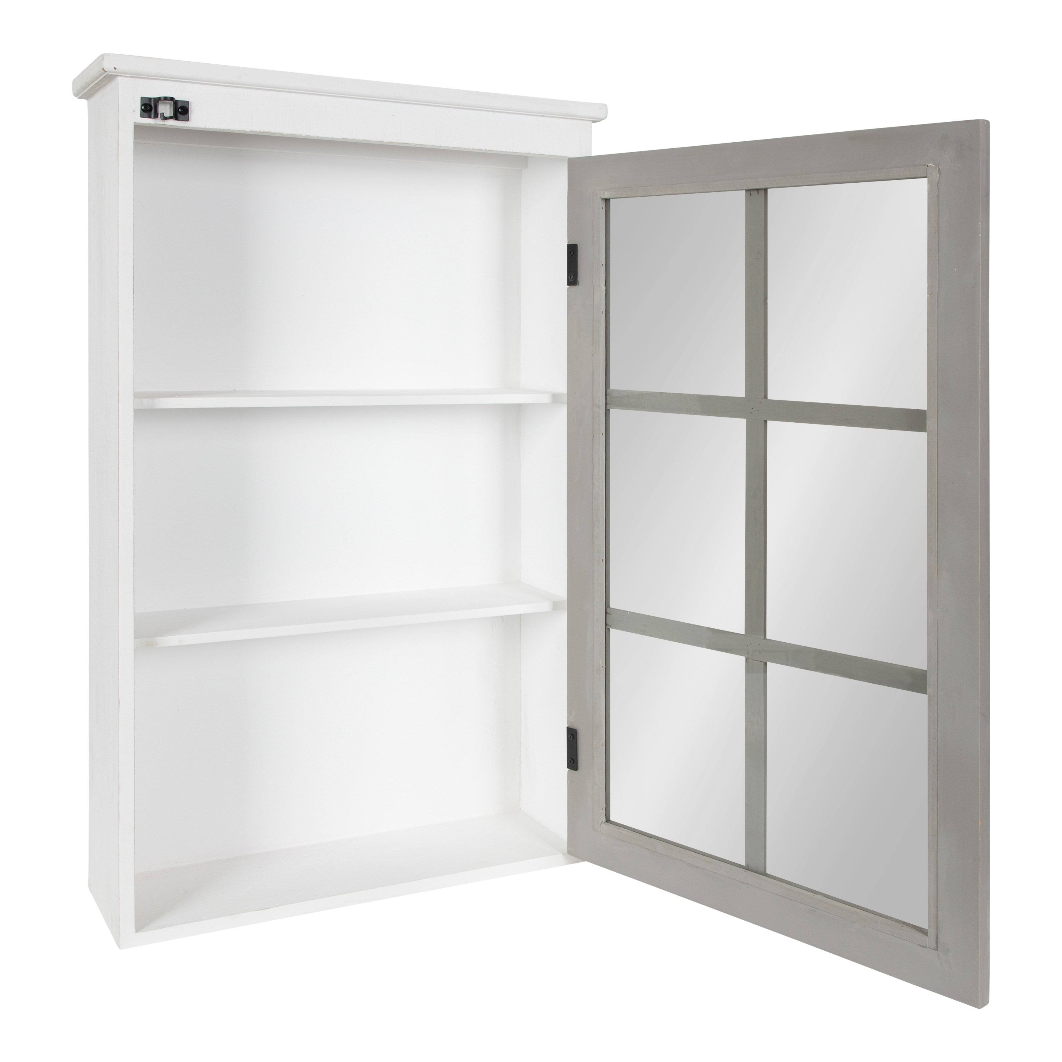 White/Gray One Door Wood Wall Cabinet L445
