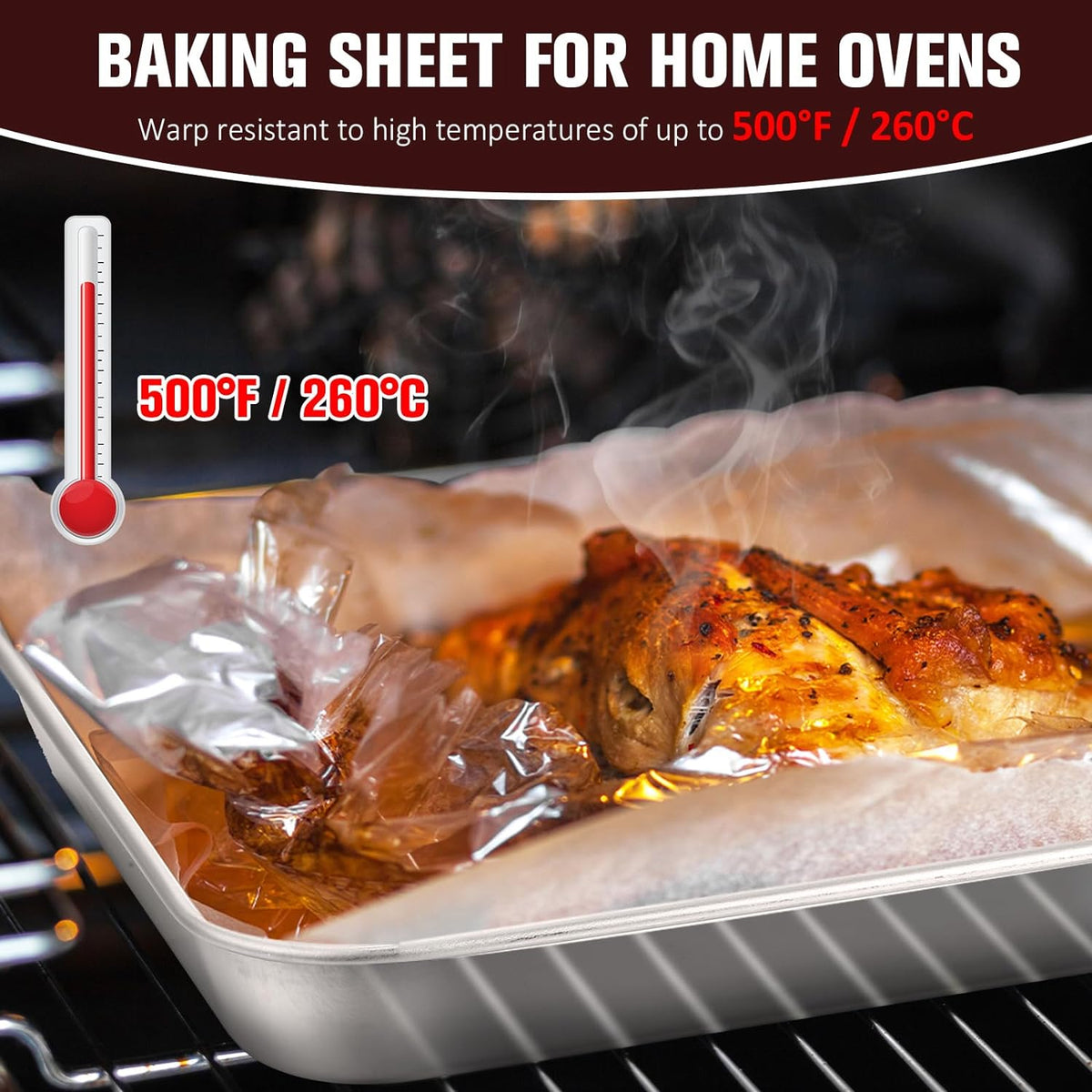 Set of 24 Stainless Steel Baking Sheet Pans 8 x 10 Inch E835249