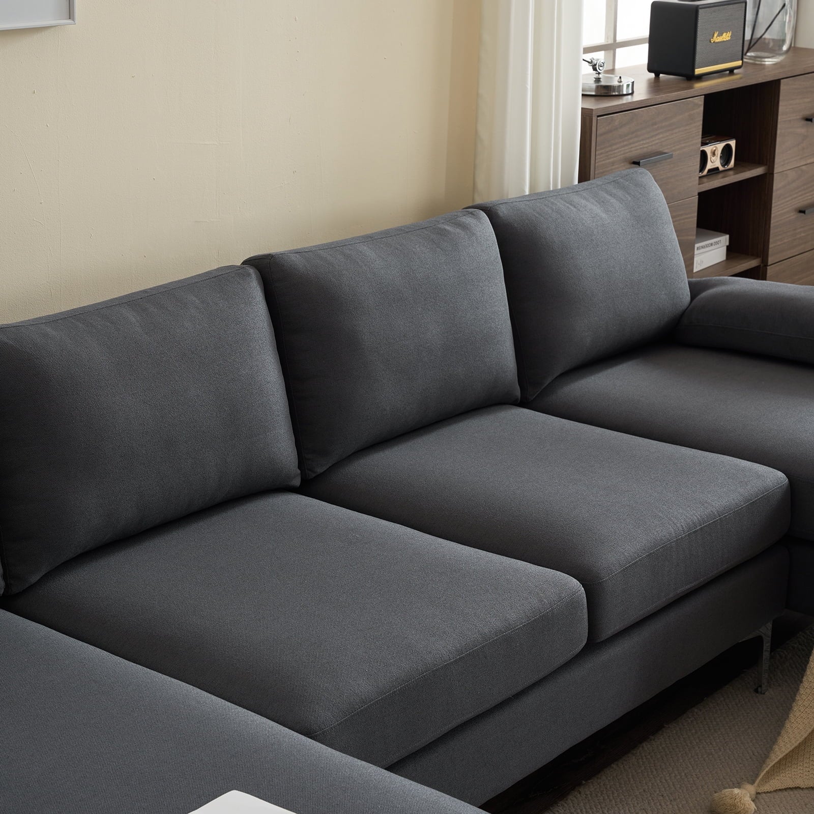 Dark Gray U-Shaped 4-Seat Modular Sofa K685