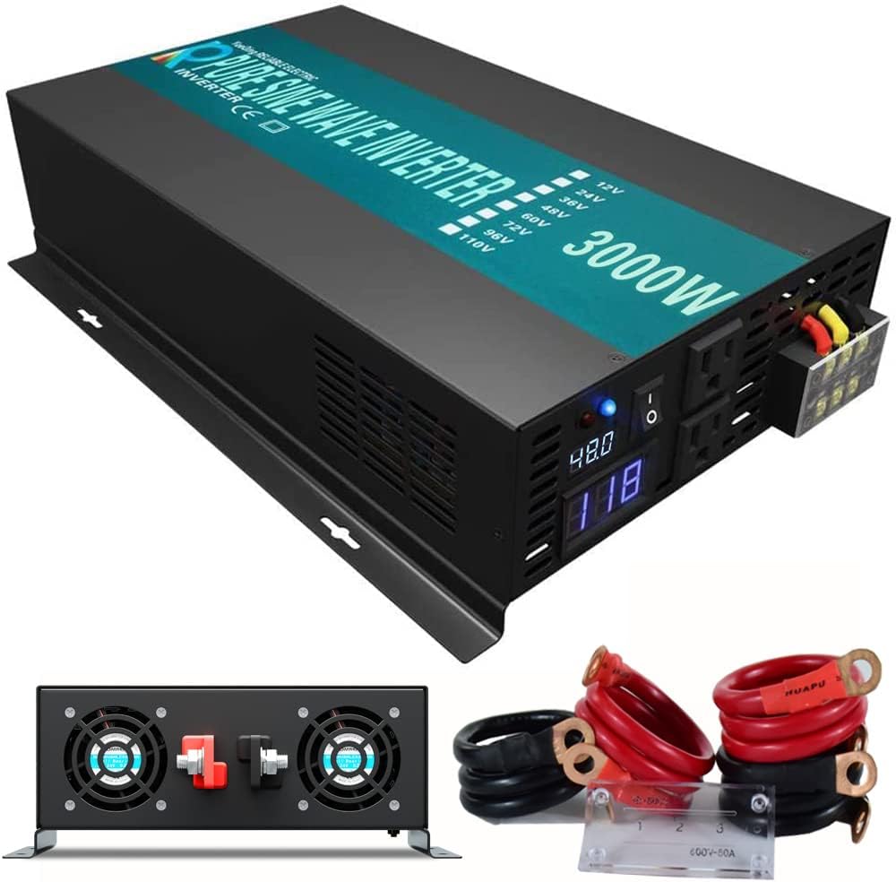 3000W 48V 120V Pure Sine Wave Power Inverter with 2 AC Outlets R2160