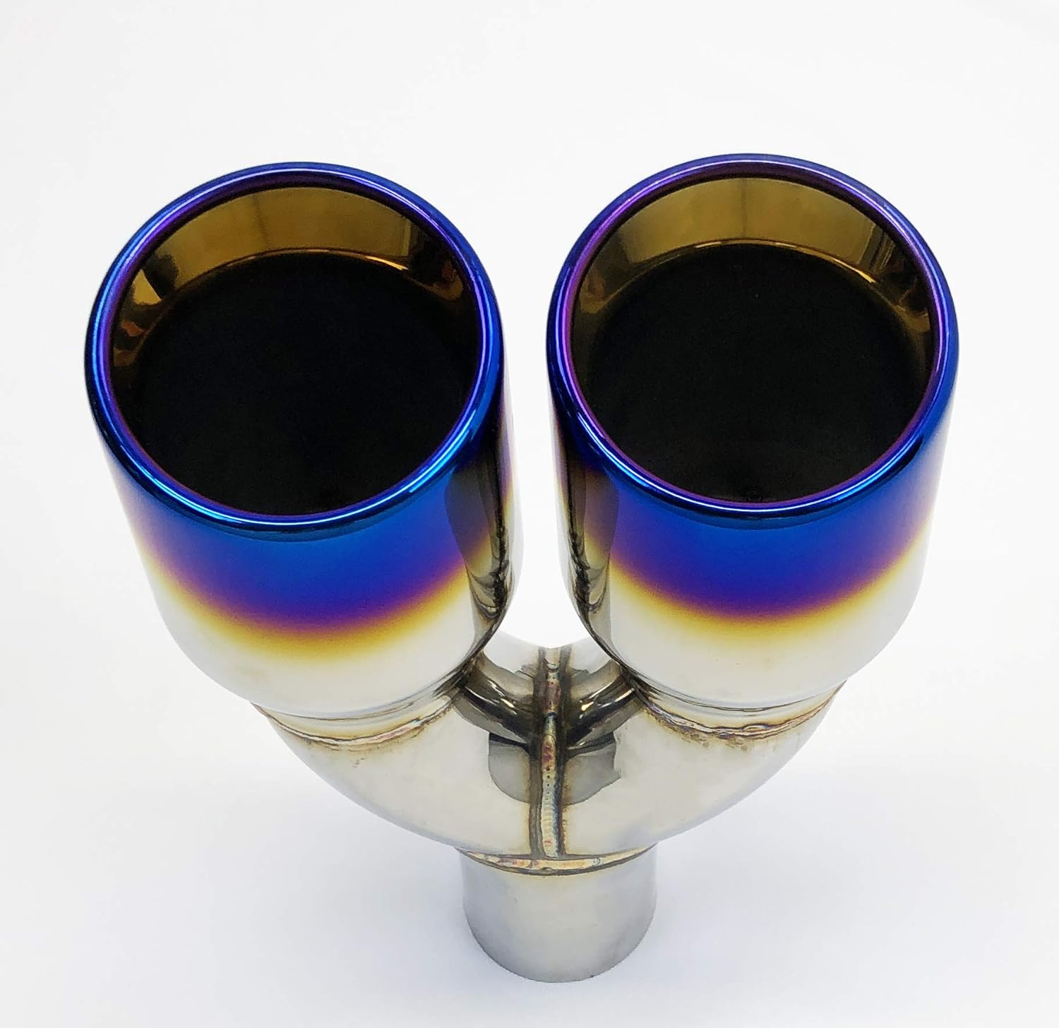 Exhaust Tip 2.25" Inlet 3.50" Outlet 9.50" long Dual Round Slant Stainless Blue Flame Pack of 2 K644