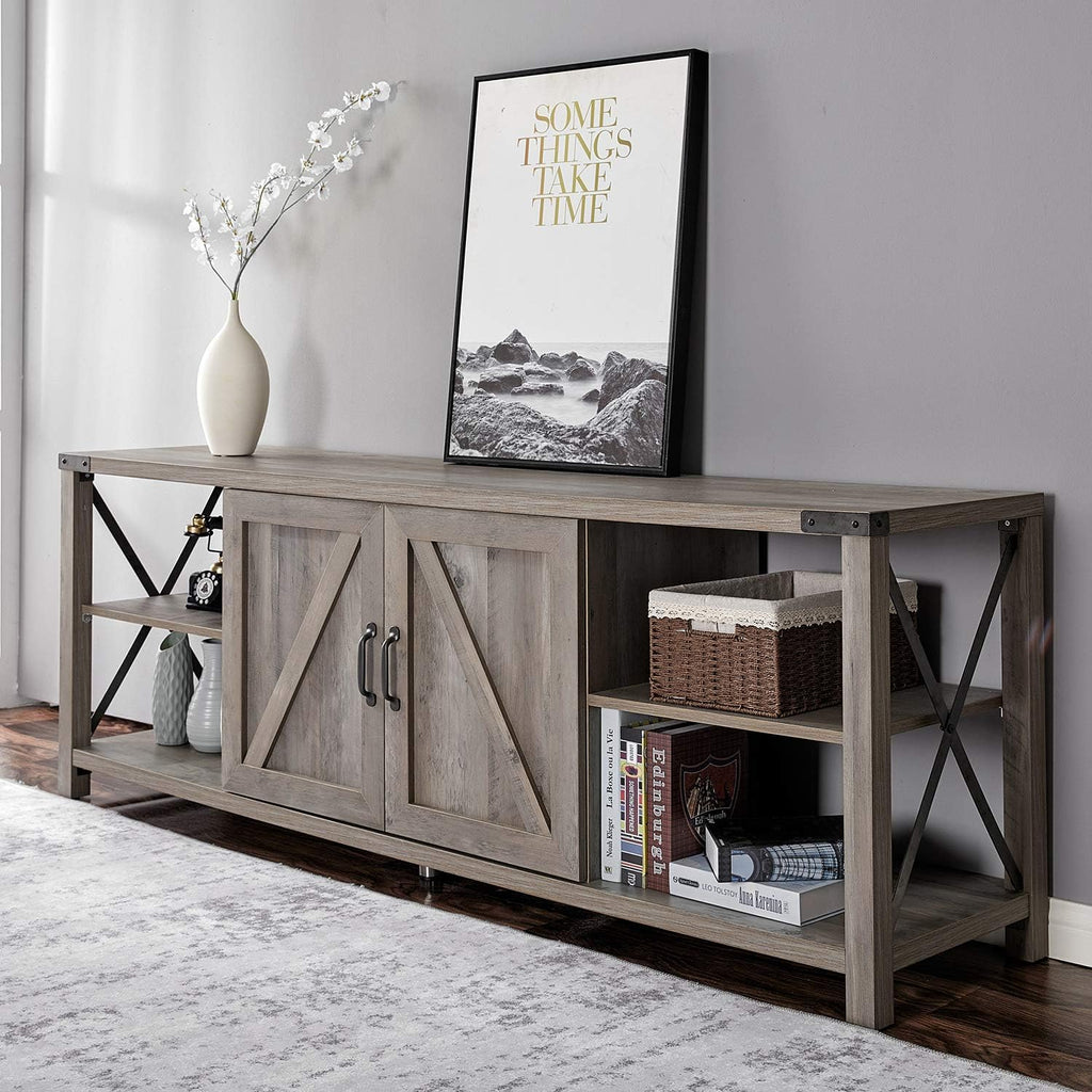 68 Inch TV Stand Wood Metal TV Console with Storage Cabinets and Shelves F1540